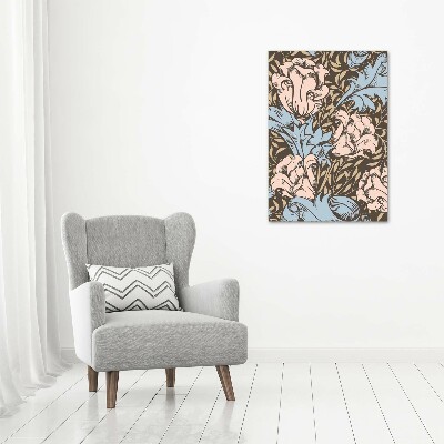 Quadro su tela canvas verticale Fiori e foglie
