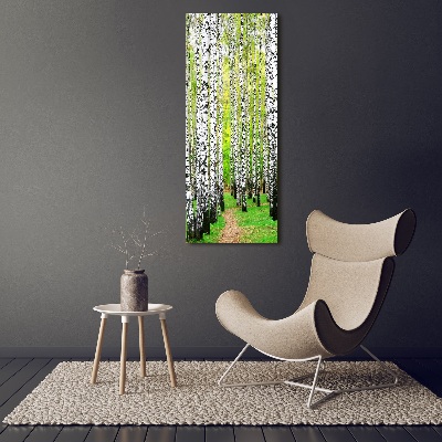 Quadro foto su tela verticale Foresta di betulle
