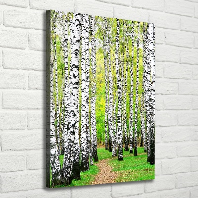 Quadro foto su tela verticale Foresta di betulle