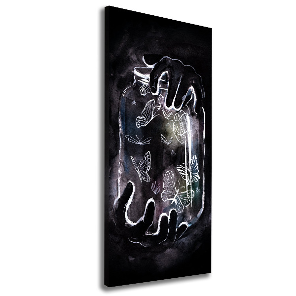 Quadro su tela canvas verticale Farfalle in un barattolo