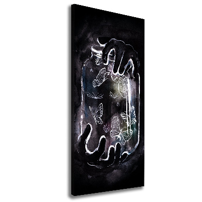 Quadro su tela canvas verticale Farfalle in un barattolo