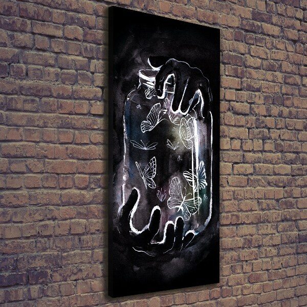 Quadro su tela canvas verticale Farfalle in un barattolo