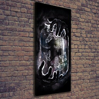 Quadro su tela canvas verticale Farfalle in un barattolo