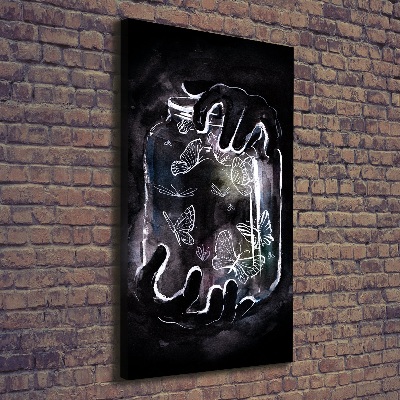 Quadro su tela canvas verticale Farfalle in un barattolo