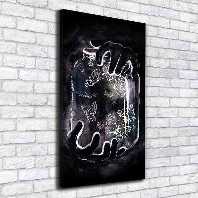 Quadro su tela canvas verticale Farfalle in un barattolo