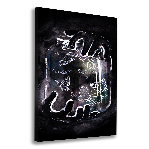 Quadro su tela canvas verticale Farfalle in un barattolo
