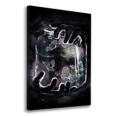 Quadro su tela canvas verticale Farfalle in un barattolo