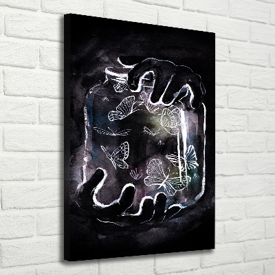 Quadro su tela canvas verticale Farfalle in un barattolo