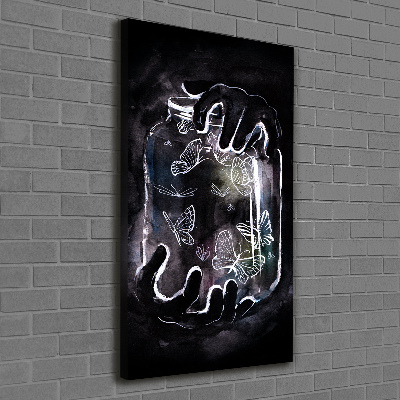 Quadro su tela canvas verticale Farfalle in un barattolo