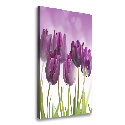 Quadro su tela canvas verticale Tulipani viola