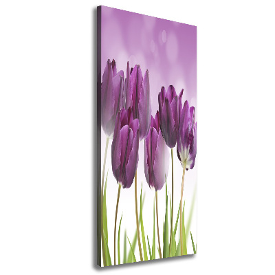 Quadro su tela canvas verticale Tulipani viola