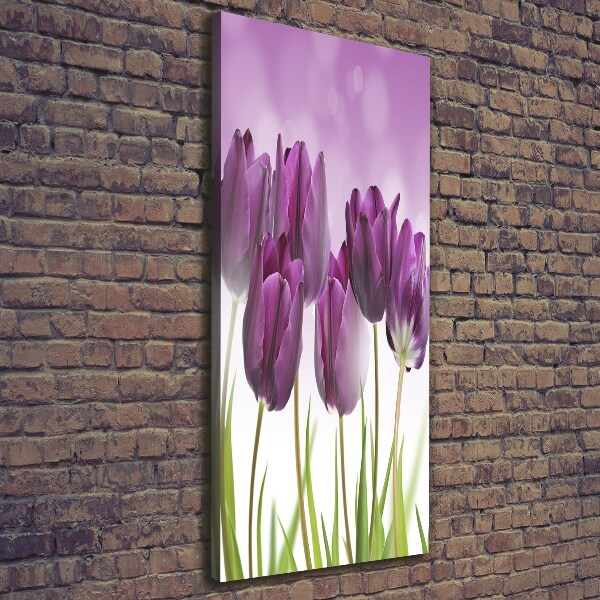 Quadro su tela canvas verticale Tulipani viola