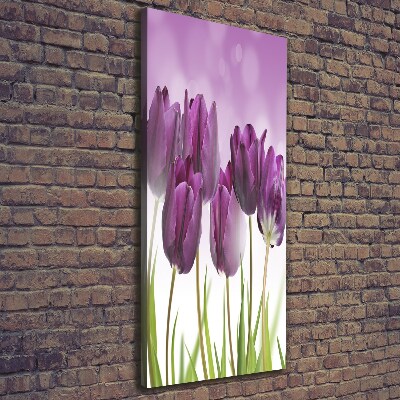 Quadro su tela canvas verticale Tulipani viola