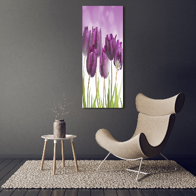 Quadro su tela canvas verticale Tulipani viola