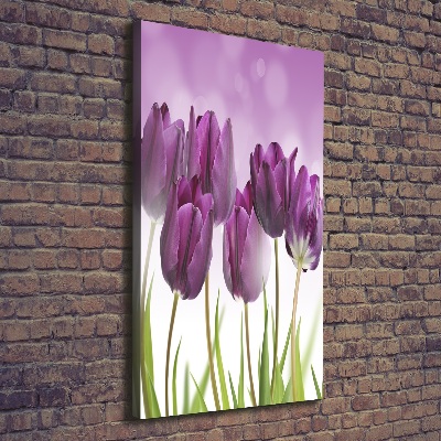 Quadro su tela canvas verticale Tulipani viola