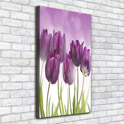 Quadro su tela canvas verticale Tulipani viola