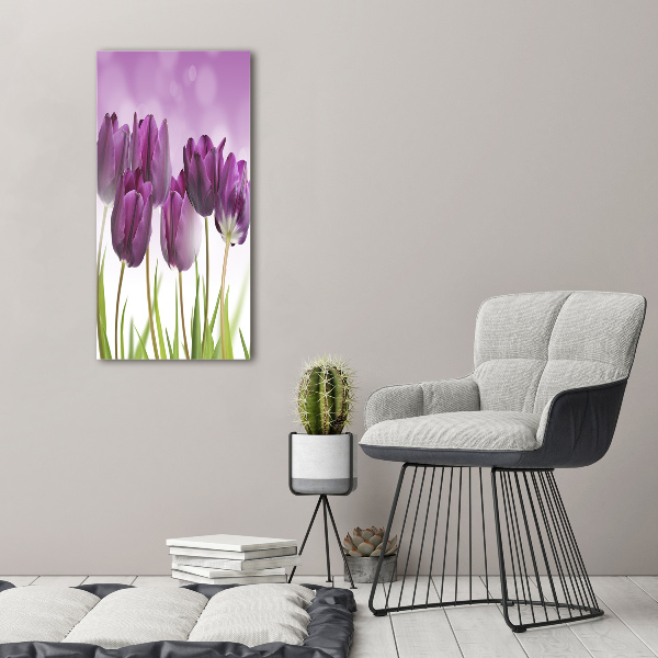 Quadro su tela canvas verticale Tulipani viola