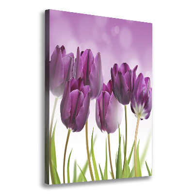 Quadro su tela canvas verticale Tulipani viola
