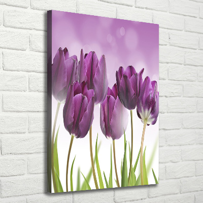Quadro su tela canvas verticale Tulipani viola