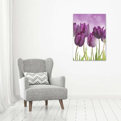 Quadro su tela canvas verticale Tulipani viola