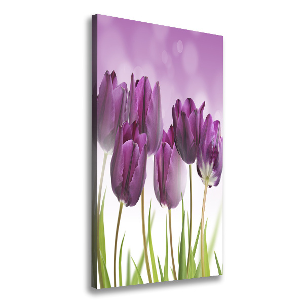 Quadro su tela canvas verticale Tulipani viola