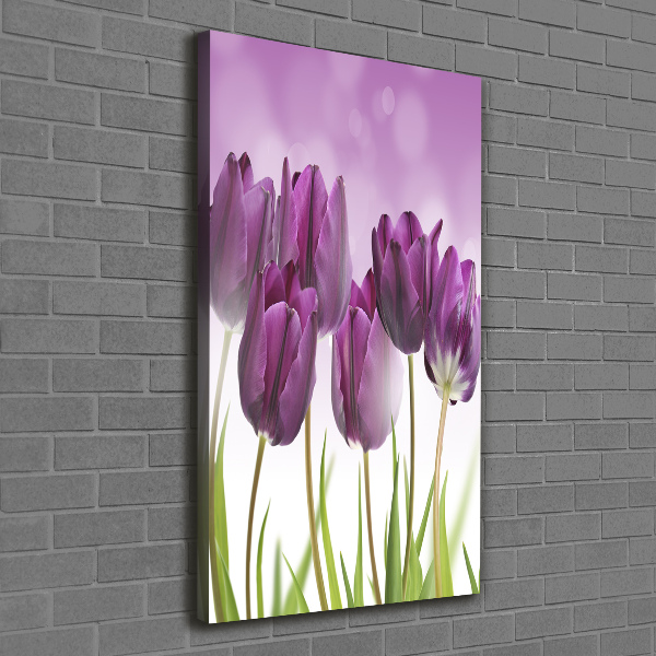 Quadro su tela canvas verticale Tulipani viola