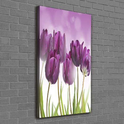 Quadro su tela canvas verticale Tulipani viola