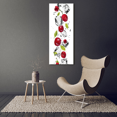 Stampa quadro su tela verticale Ciliegie e acqua