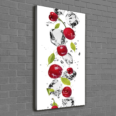 Stampa quadro su tela verticale Ciliegie e acqua