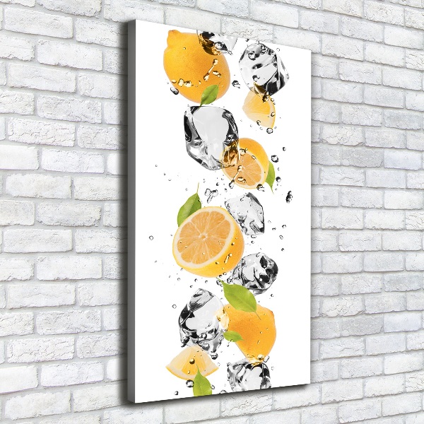 Stampa quadro su tela verticale Limoni e acqua