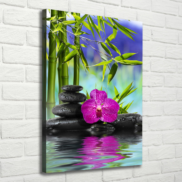 Quadro su tela canvas verticale Orchidea e bambù
