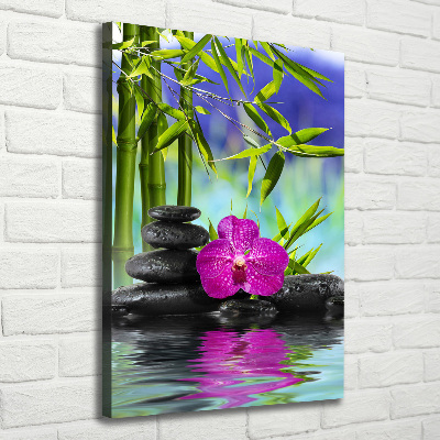 Quadro su tela canvas verticale Orchidea e bambù