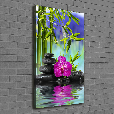 Quadro su tela canvas verticale Orchidea e bambù
