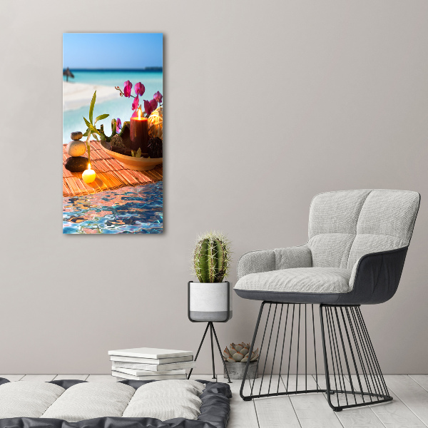 Quadro foto su tela verticale Orchidea e bambù
