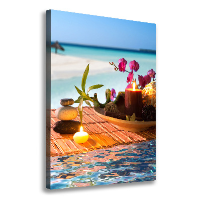 Quadro foto su tela verticale Orchidea e bambù