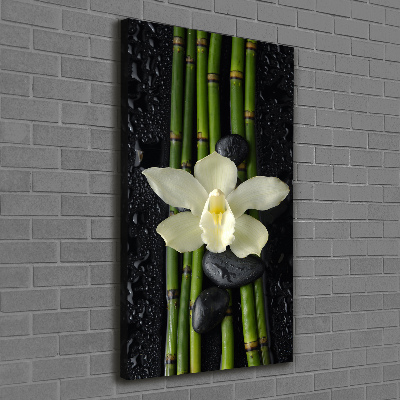 Quadro su tela canvas verticale Orchidea e bambù