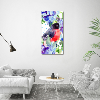 Quadro su tela canvas verticale Uccelli e fiori