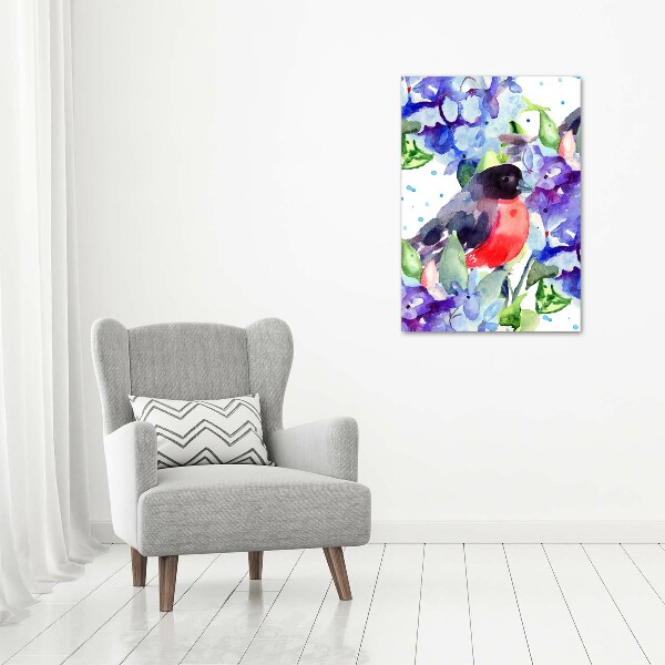 Quadro su tela canvas verticale Uccelli e fiori