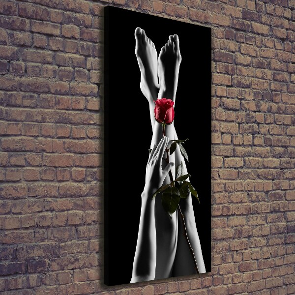 Stampa quadro su tela verticale Rosa e piedi