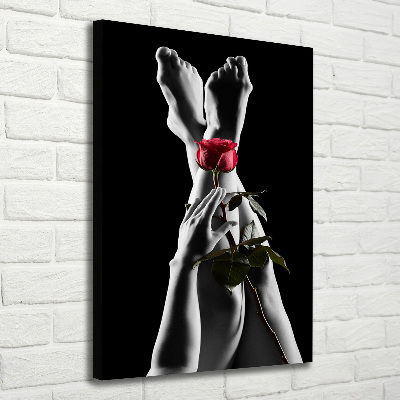 Stampa quadro su tela verticale Rosa e piedi