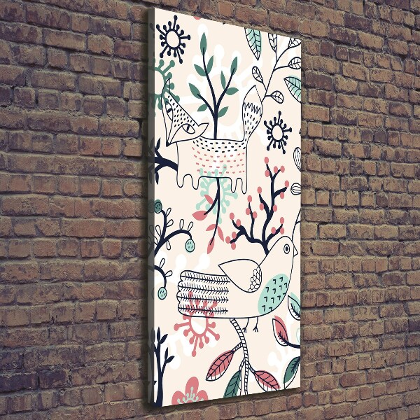 Quadro foto su tela verticale Animali e fiori