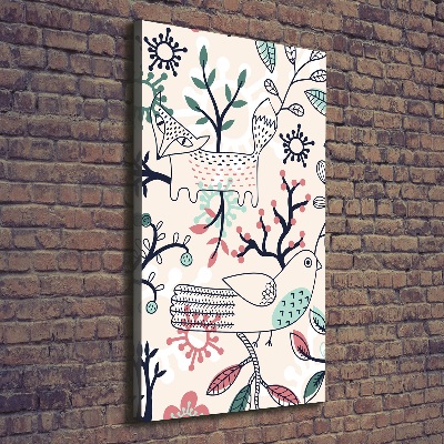 Quadro foto su tela verticale Animali e fiori