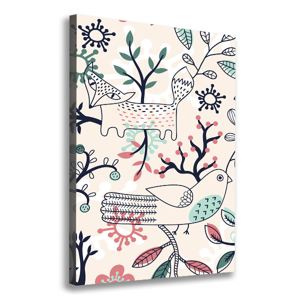 Quadro foto su tela verticale Animali e fiori