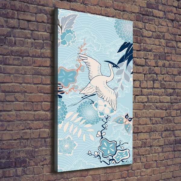 Quadro su tela canvas verticale Gru e fiori