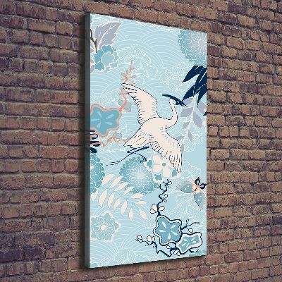 Quadro su tela canvas verticale Gru e fiori