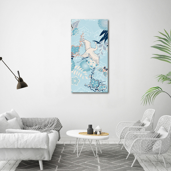 Quadro su tela canvas verticale Gru e fiori