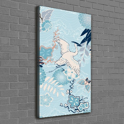 Quadro su tela canvas verticale Gru e fiori