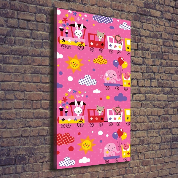 Stampa quadro su tela verticale Treno Felice