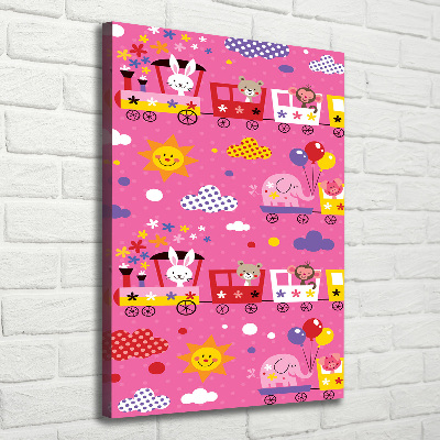 Stampa quadro su tela verticale Treno Felice