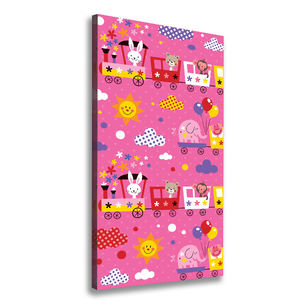 Stampa quadro su tela verticale Treno Felice